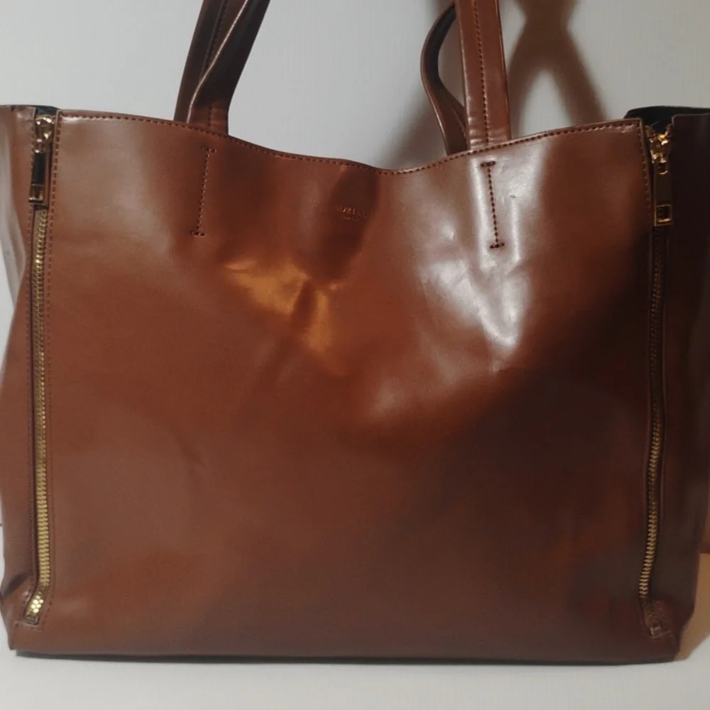 Sorial New York Tribecca Tote 100% Vegan Leather Cognac Brown - Picture 3 of 11